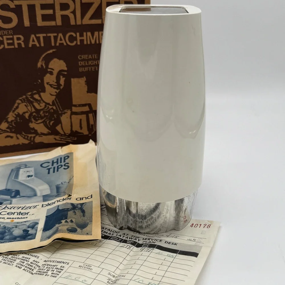 Vintage Osterizer Blender Icer Attachment Model 435 White Box Paperwork 1975